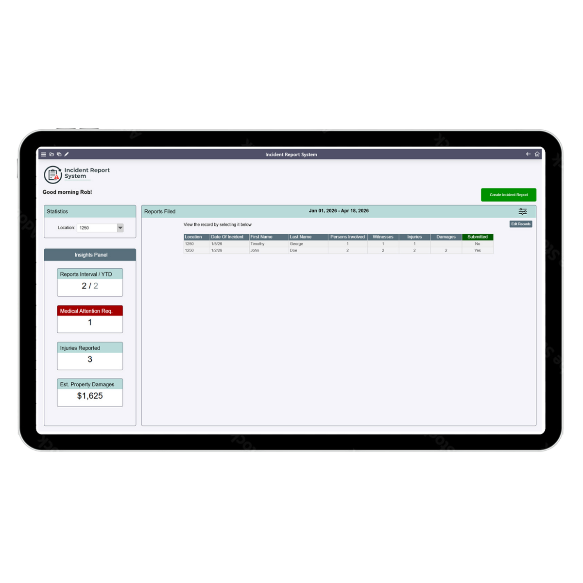 Incident Reporting Dashboard